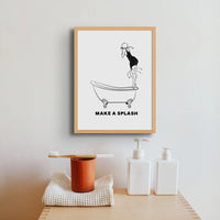Make a Splash (White) Bathroom Typography Art Print - Unframed Fun Bathroom Wall Art