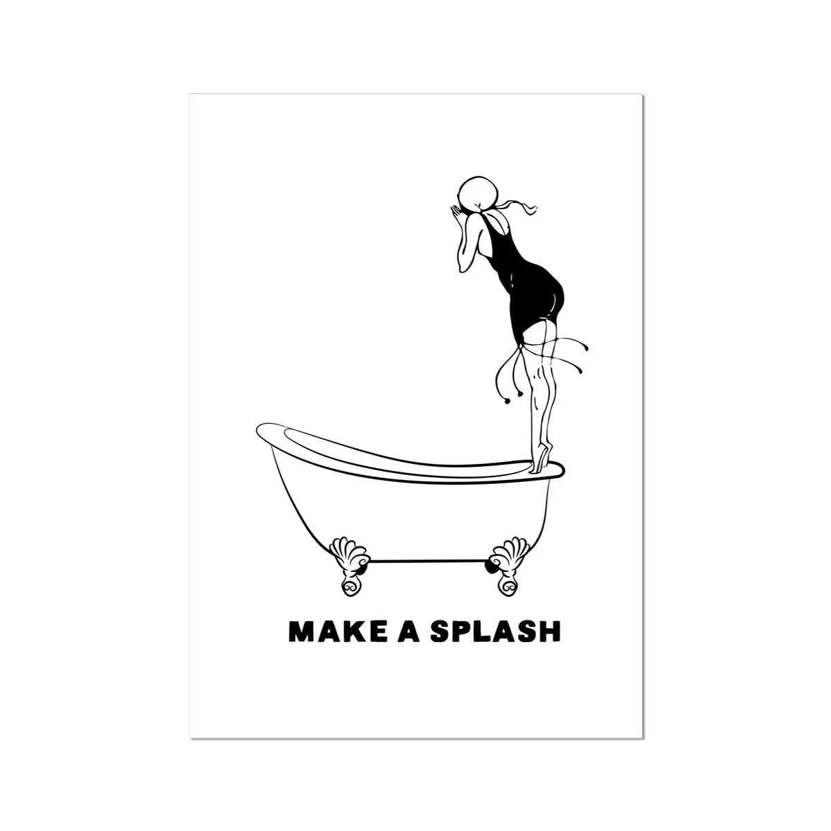 Make a Splash (White) Bathroom Typography Art Print - Unframed Fun Bathroom Wall Art