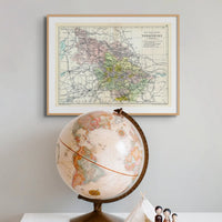 Map Print of West Riding | Detailed Vintage Map of West Yorkshire Printed on paper - Framed Map of Yorkshire