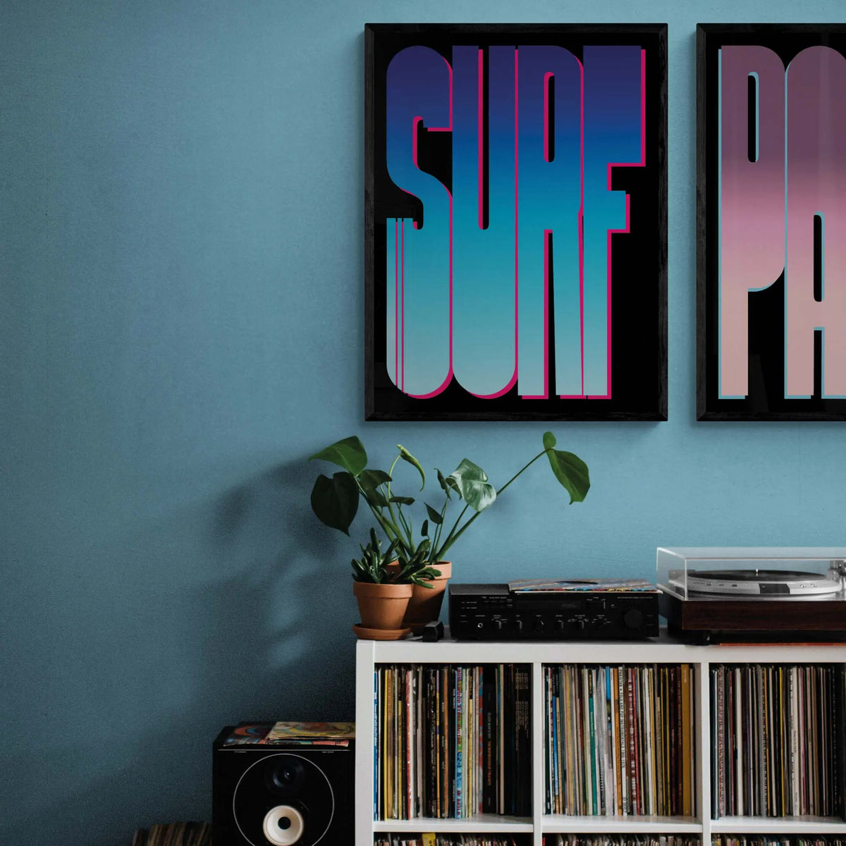 Neon Blue Surf: Word Art - Unframed - Beach House Art