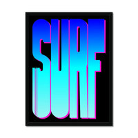 Neon Blue Surf: Word Art - Framed - Beach House Art