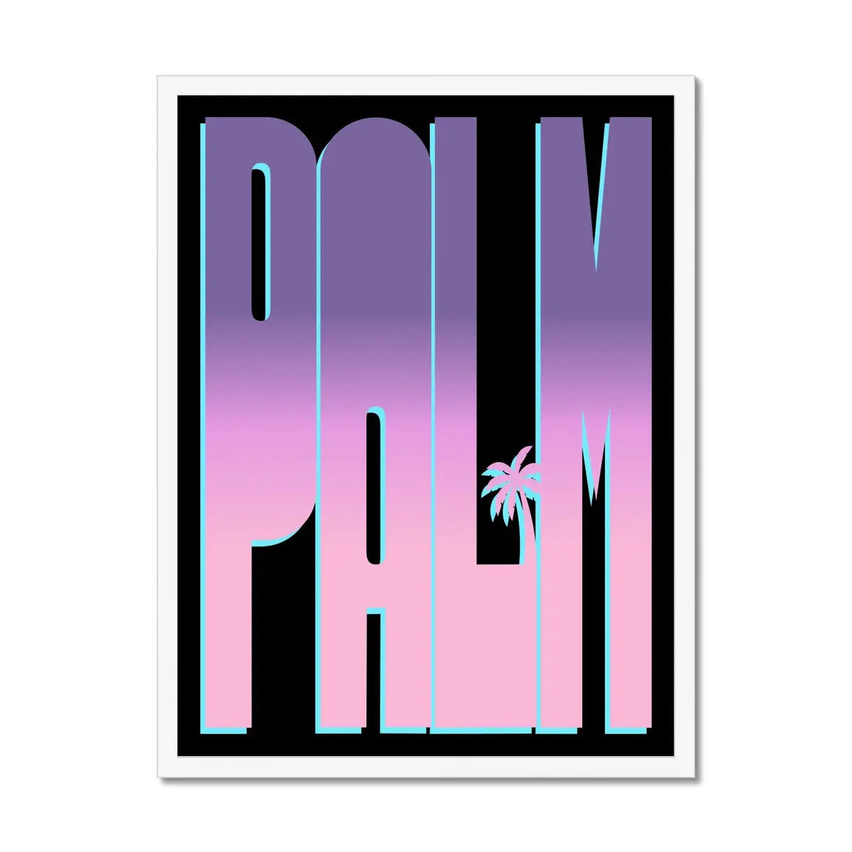 Neon Pink Palm: Word Art - Framed - Beach House Art