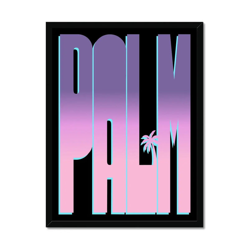 Neon Pink Palm: Word Art - Framed - Beach House Art