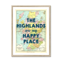 Vintage Map Art - The Highlands are my Happy Place (Scotland Map) - Framed - Beach House Art