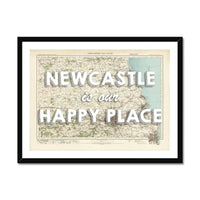 Newcastle is our Happy Place | Map Print of Newcastle | Map Art - Framed Wall Art