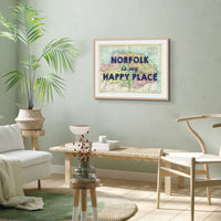 Norfolk is my Happy Place (Norfolk Map) Vintage Map Art - Unframed - Beach House Art