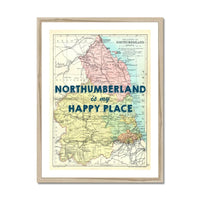 Northumberland is my Happy Place | Map Print of Northumberland | Map Art - Framed Wall Art