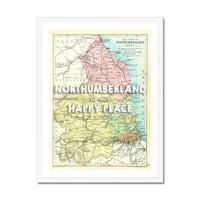 Northumberland is our Happy Place | Map Print of Northumberland | Map Art - Framed Wall Art