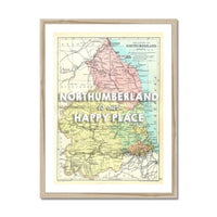 Northumberland is our Happy Place | Map Print of Northumberland | Map Art - Framed Wall Art