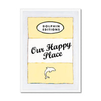 Our Happy Place (Yellow) Vintage Book Cover Art Print - Framed