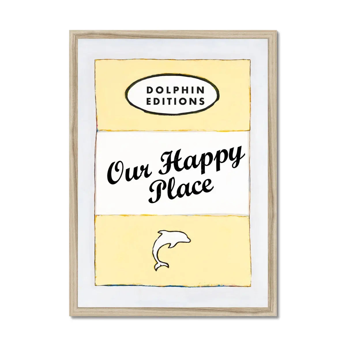 Our Happy Place (Yellow) Vintage Book Cover Art Print - Framed