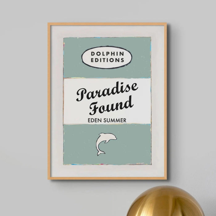 Paradise Found Vintage Book Cover Art Print in sage green - Unframed wall art poster