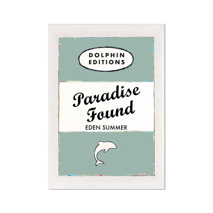 Paradise Found Vintage Book Cover Art Print in sage green - Unframed wall art poster