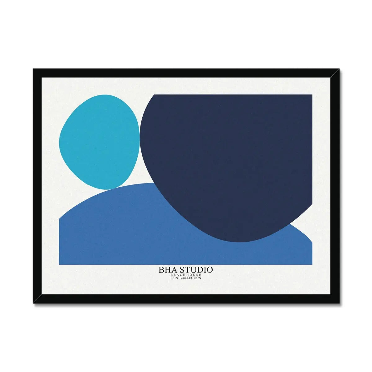 Blue Abstract Wall Art - Pebble Stack No 4 - Framed - Beach House Art