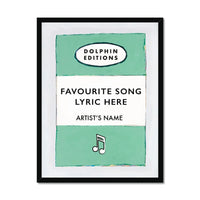 Personalised Book Cover Art Print | Custom Song Lyric Print | Song Lyrics on print in Green - Framed Wall Art