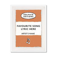 Personalised Book Cover Art Print | Custom Song Lyric Print | Song Lyrics on print in Orange - Framed Wall Art