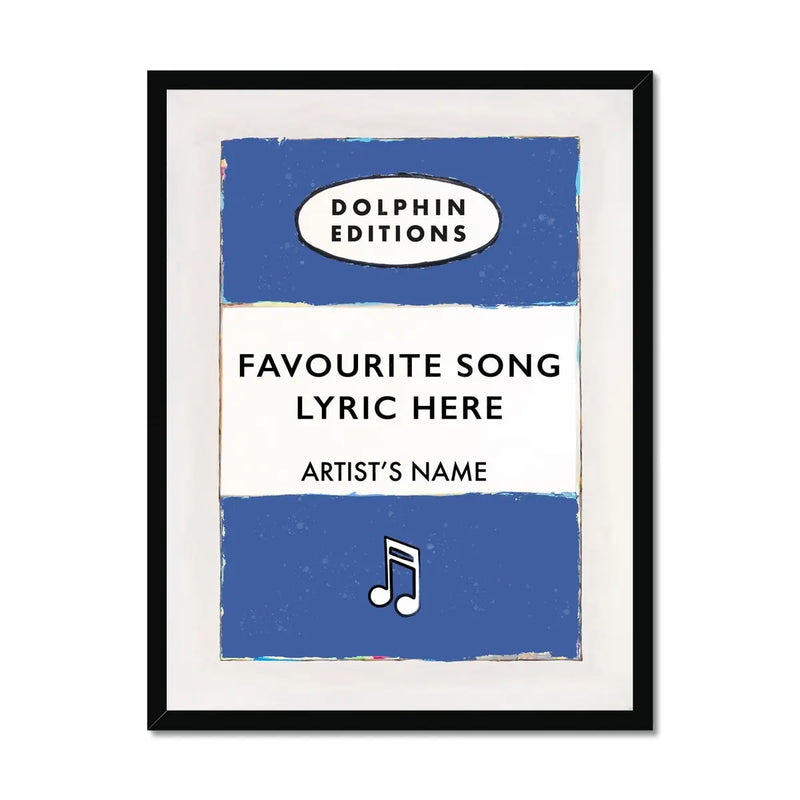 Personalised Book Cover Art | Custom Song Lyric Print | Sony lyrics on print in Blue - Framed Wall Art