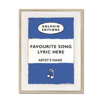 Personalised Book Cover Art | Custom Song Lyric Print | Sony lyrics on print in Blue - Framed Wall Art