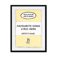 Personalised Book Cover Art Print | Custom Song Lyric Print | Yellow - Framed Wall Art