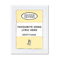 Personalised Book Cover Art Print | Custom Song Lyric Print | Yellow - Framed Wall Art