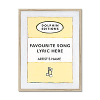 Personalised Book Cover Art Print | Custom Song Lyric Print | Yellow - Framed Wall Art