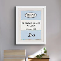 Baby Name Art Print | New baby gifts | Personalised baby gift in Blue - Framed wall art