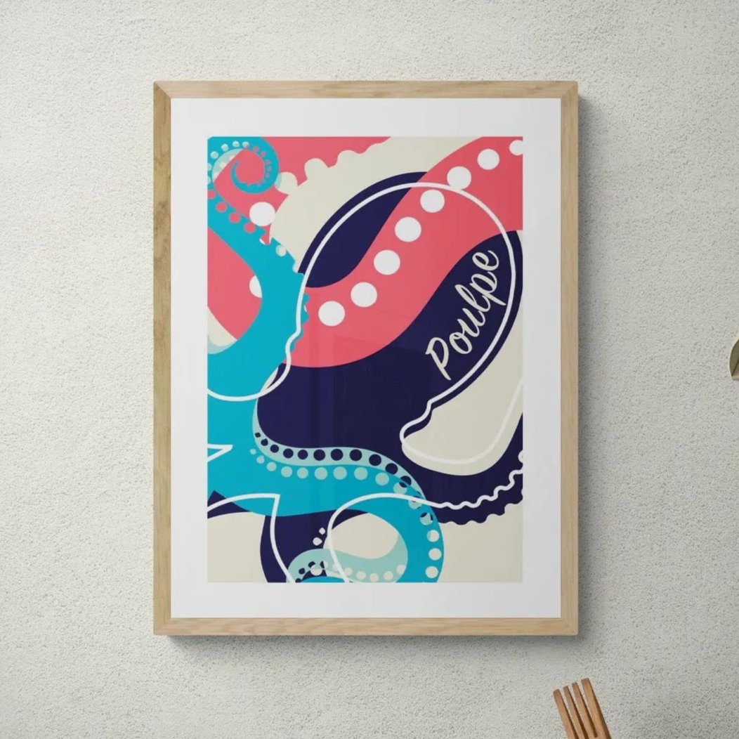 Poulpe - Framed Print Wall Art 45.00 Beach House Art