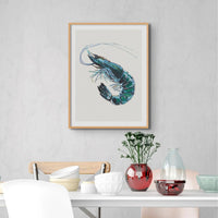 Prawn Painting Print | Watercolour Shellfish Art - Framed Wall Art