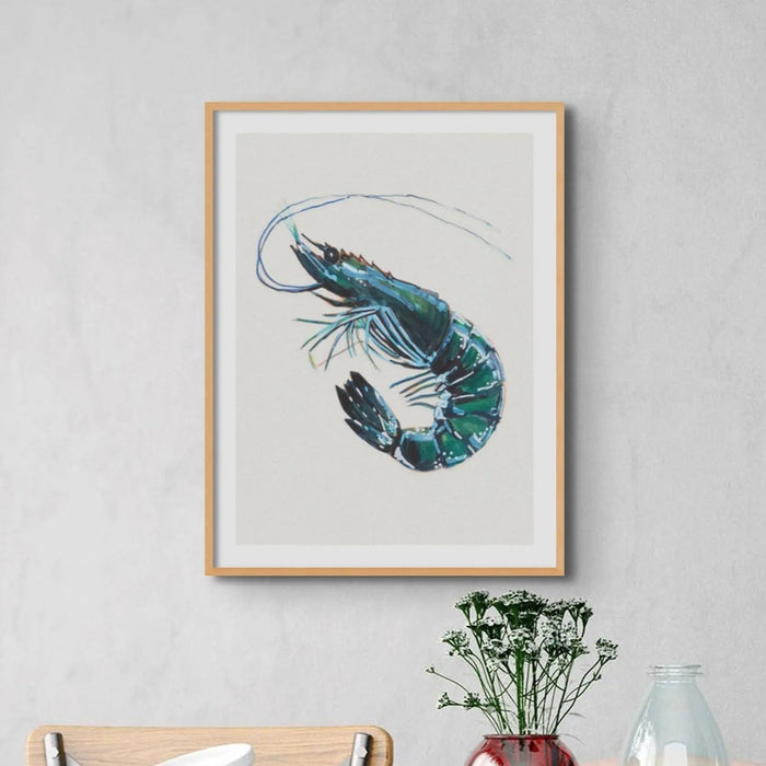 Prawn Painting Print | Watercolour Shellfish Art - Kitchen Wall Art Unframed