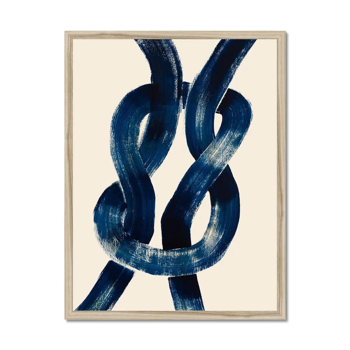 Framed abstract art print of a nautical knot in blue - coastal wall decor - framed wall art