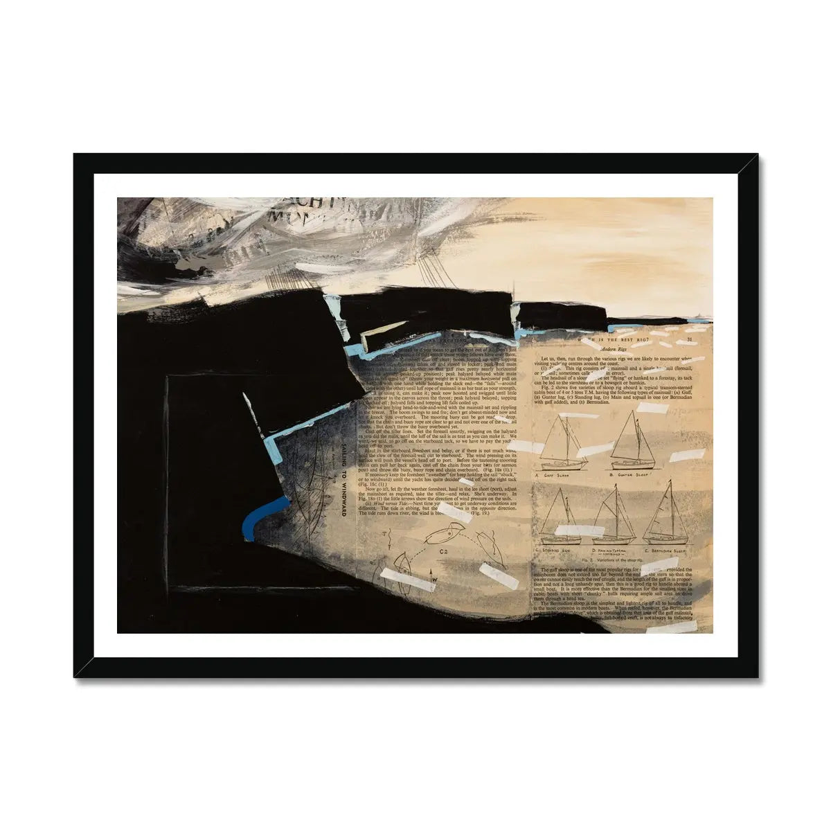 Sailing Bay - Modern Coastal Art - Framed - Beach House Art