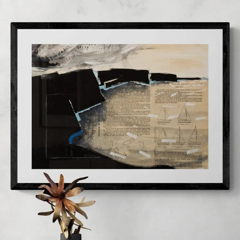 Sailing Bay - Modern Coastal Art - Framed - Beach House Art