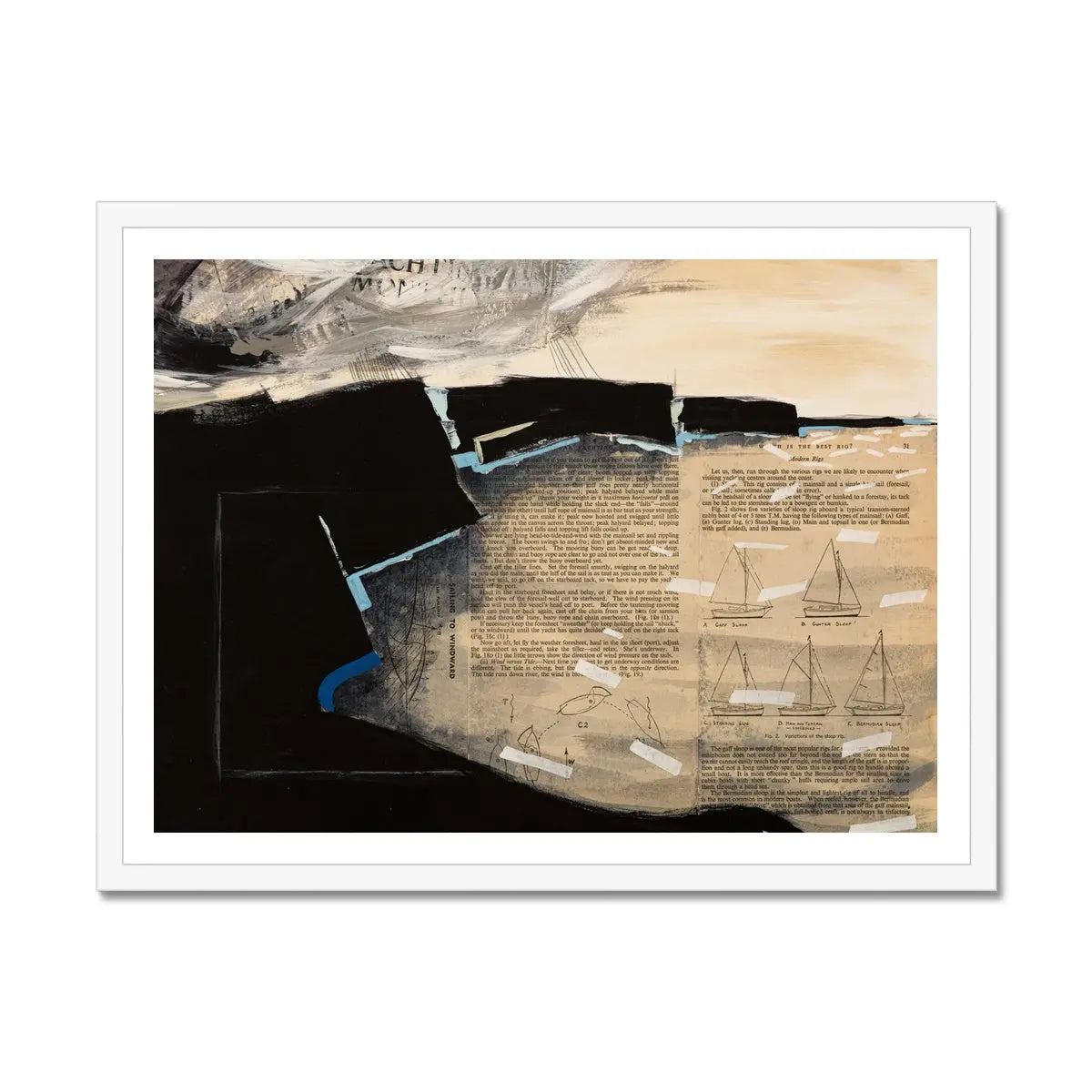 Sailing Bay - Modern Coastal Art - Framed - Beach House Art