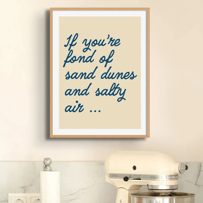 Unframed word art print of 'Salty Air' in seagrass colour - coastal wall art 