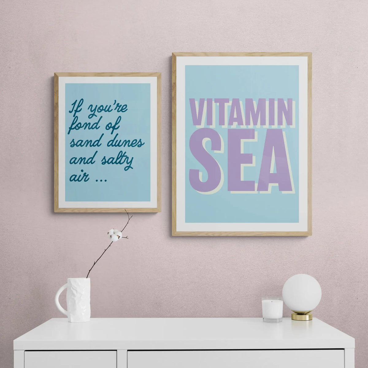 Salty Air (Sky Blue) Word Art Print - Unframed - Beach House Art