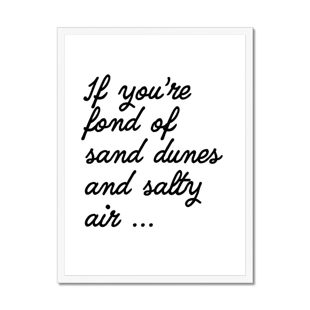 Salty Air (White) Word Art Print - Framed - Beach House Art