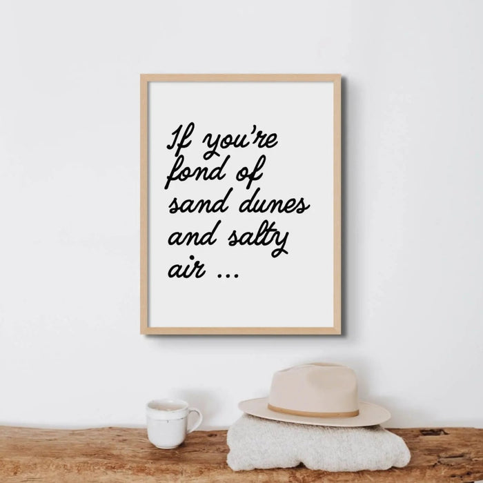 Unframed word art print of 'Salty Air' in white colour - coastal wall art