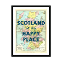Scotland is my Happy Place (Scotland Map) Vintage Map Art - Framed - Beach House Art