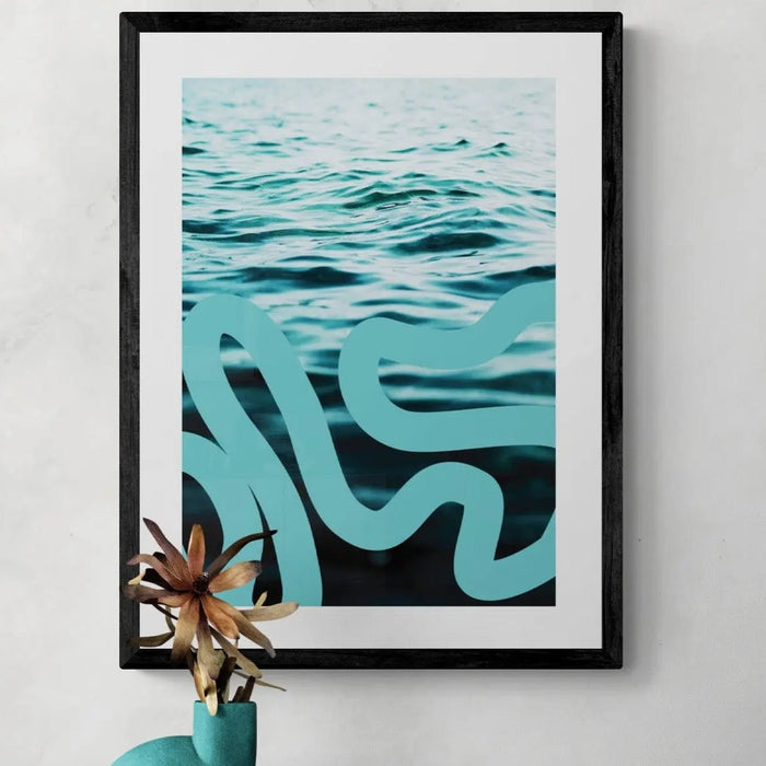 Sea Snake Aqua Framed Print Fine art 28.08 Beach House Art