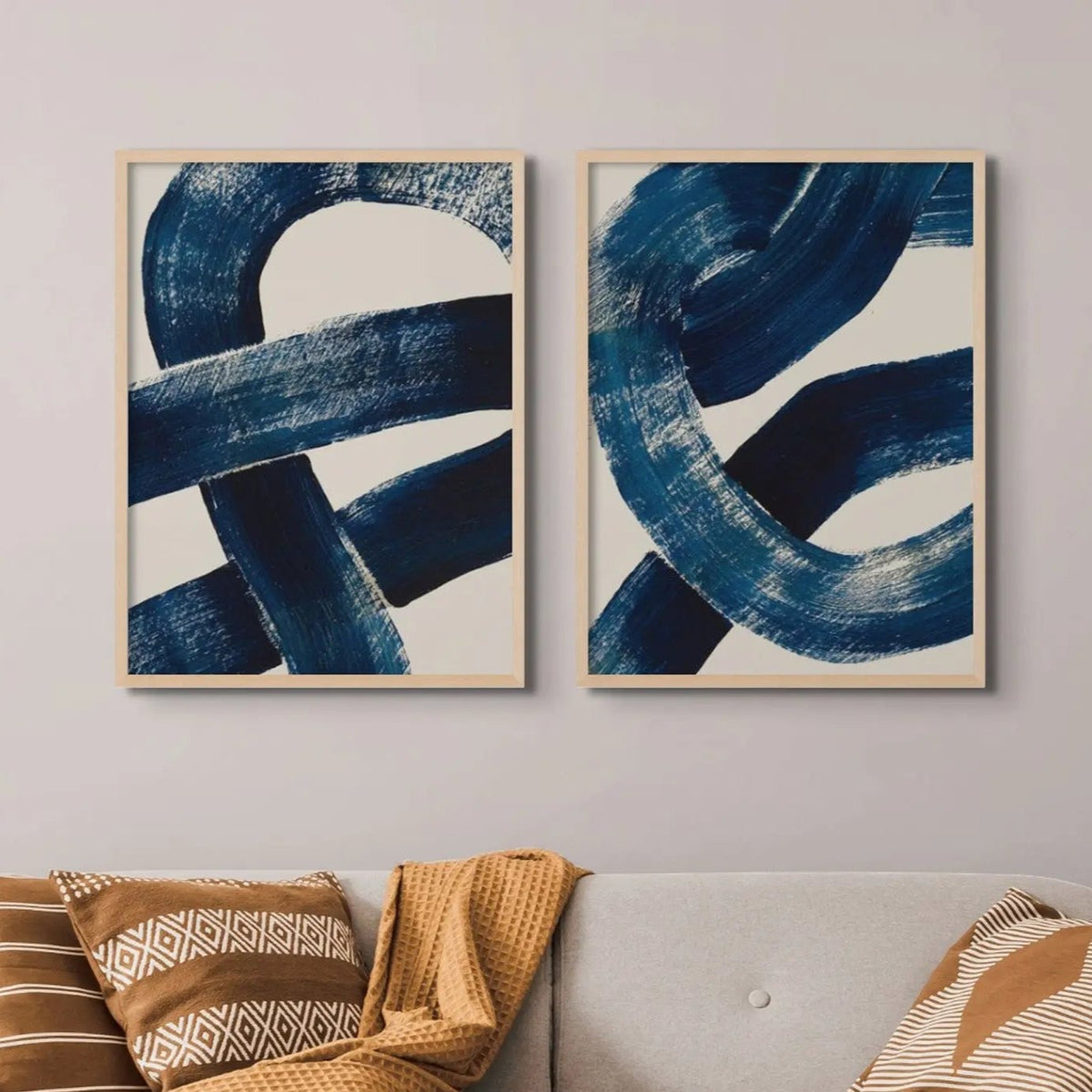 Unframed abstract art print of a nautical knot in blue - coastal art - Unframed Wall Art