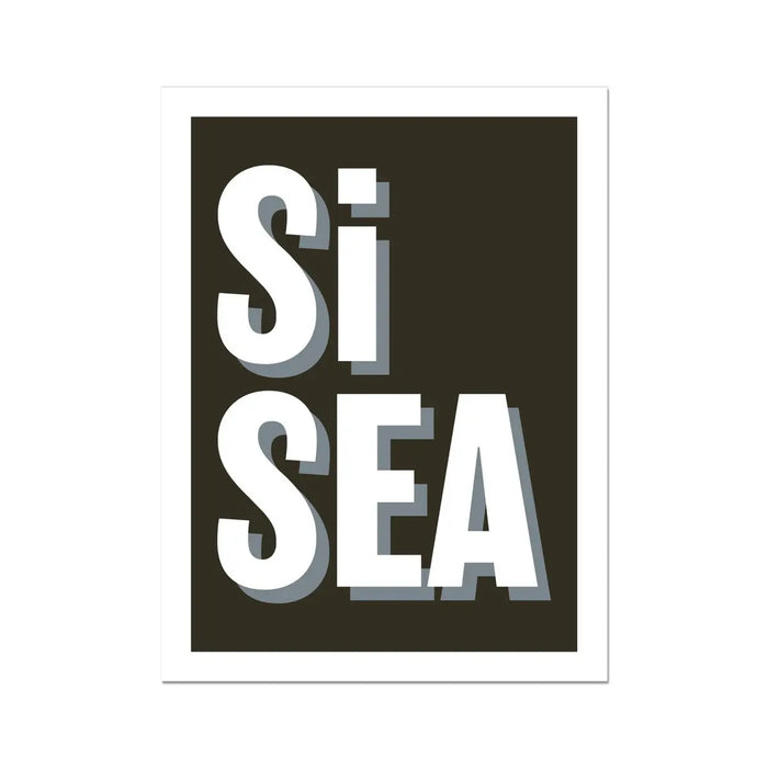 Si Sea (Black) Word Art Print - Unframed - Beach House Art