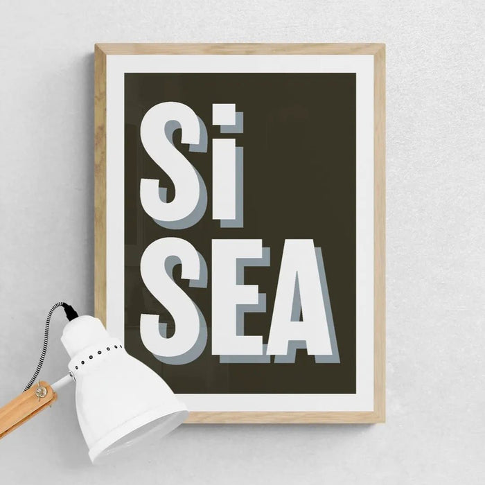 Si Sea (Black) Word Art Print - Unframed - Beach House Art