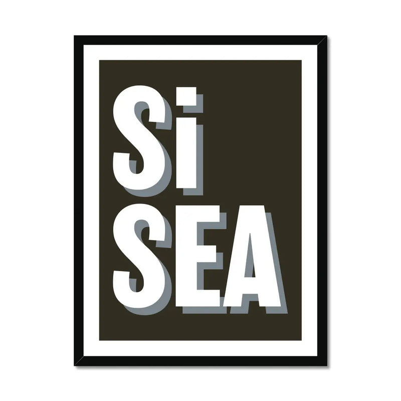 Si Sea (Black) Word Art Print - Framed - Beach House Art