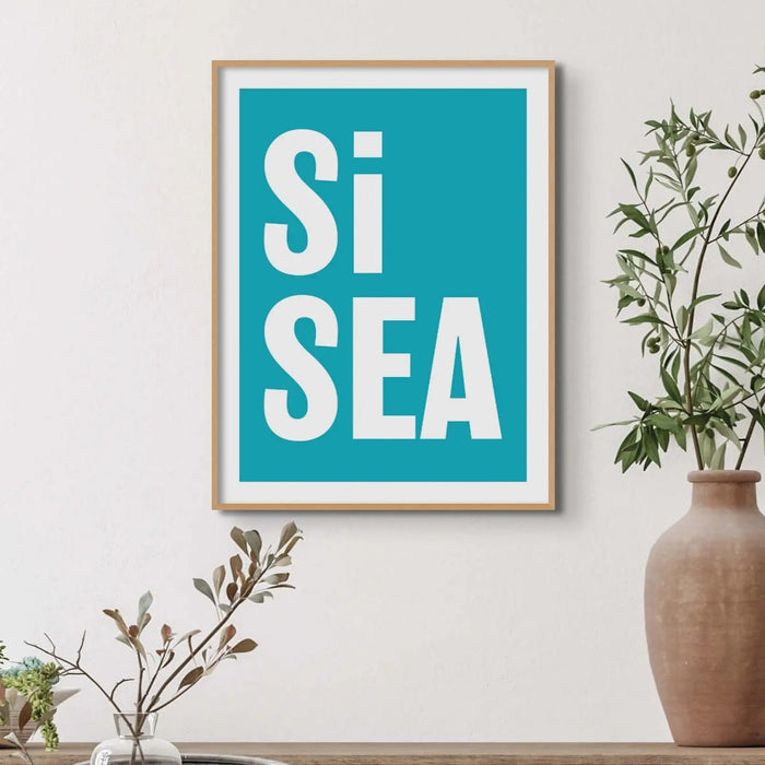 Si Sea (Ocean) Word Art Print - Unframed - Beach House Art