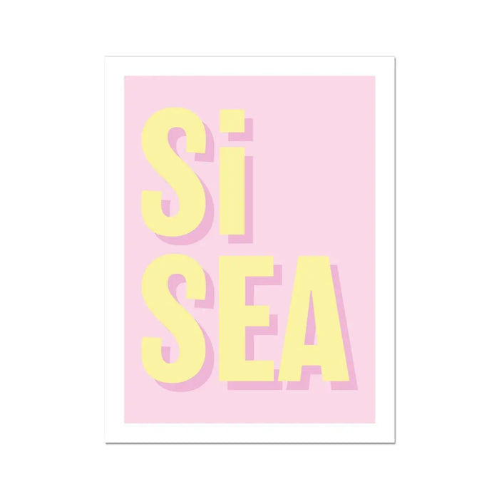 Si Sea (Pink) Word Art Print - Unframed - Beach House Art