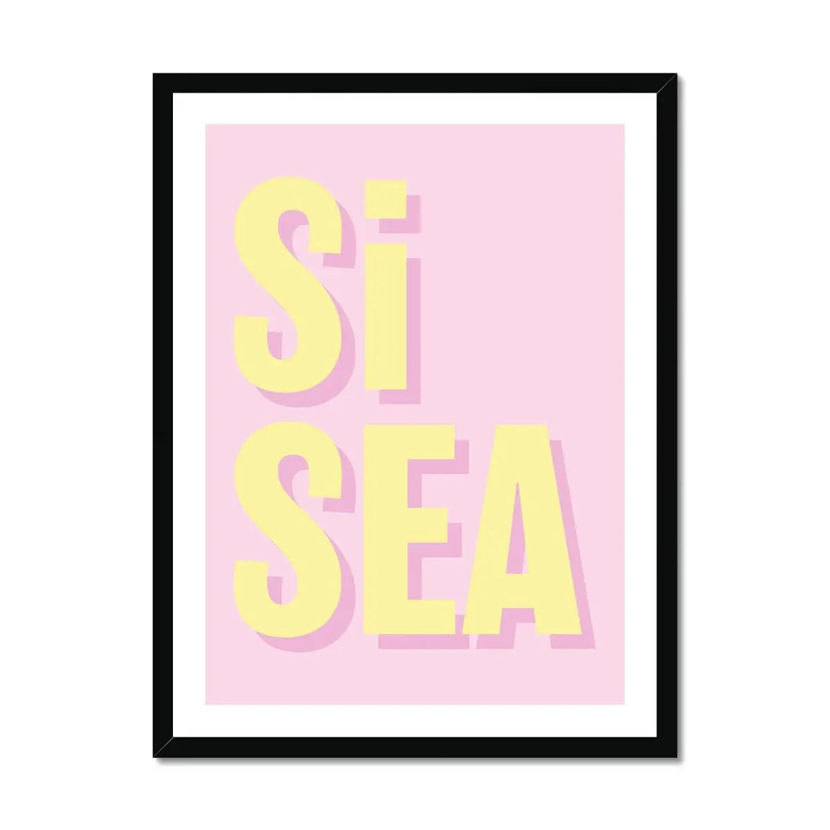 Si Sea (Pink) Word Art Print - Framed - Beach House Art