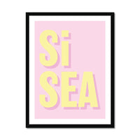 Si Sea (Pink) Word Art Print - Framed - Beach House Art