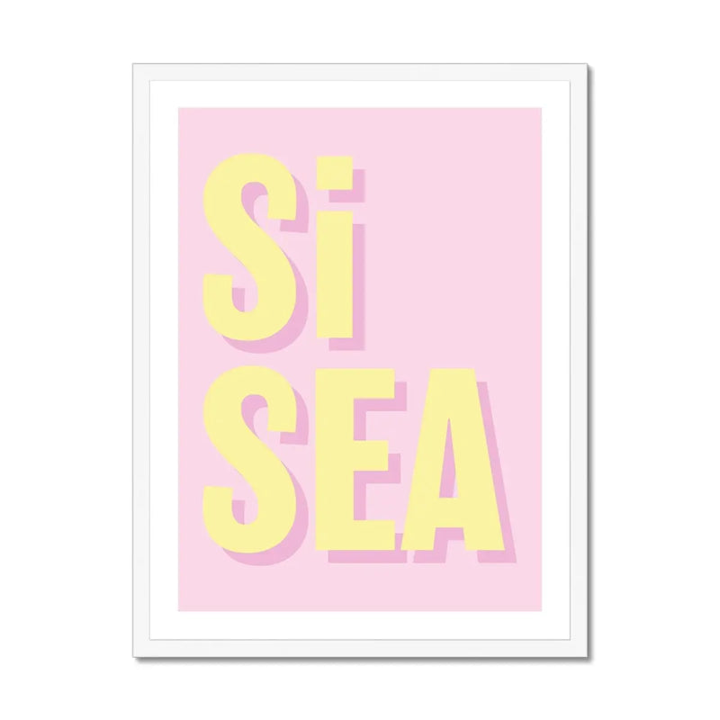 Si Sea (Pink) Word Art Print - Framed - Beach House Art