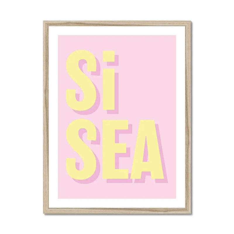 Si Sea (Pink) Word Art Print - Framed - Beach House Art