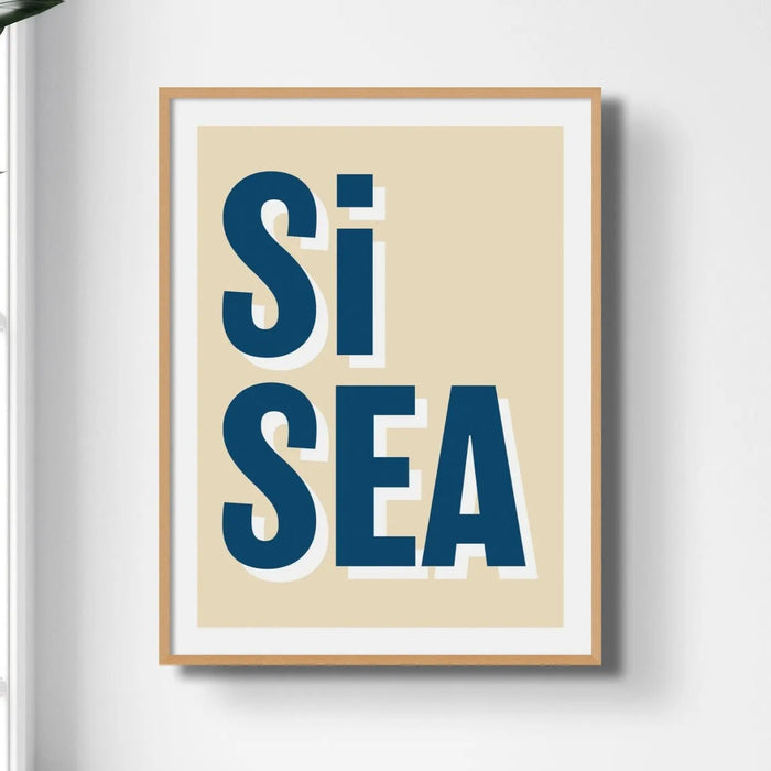 Si Sea (Sand) Word Art Print - Unframed - Beach House Art